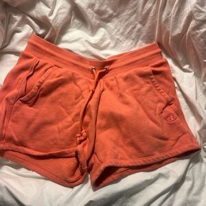 Champion sweat pant-shorts, coral, large